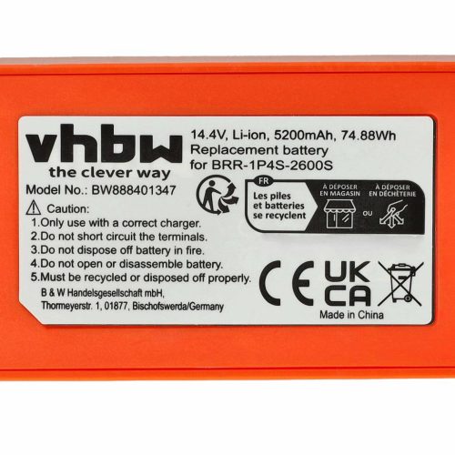 VHBW Roborock BRR-2P4S-5200D Battery - 5200 mAh, 14.4 V, Li-Ion