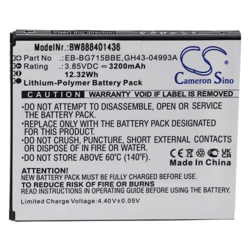 Mobiltelefon akkumulátor  Samsung GH43-04993A, EB-BG715BBE - 3200 mAh 3,85 V Li-polimer