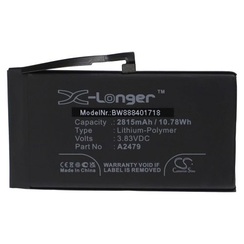 Mobiltelefon akkumulátor  Apple A2479, A2431-hez - 2815 mAh 3,83 V Li-polimer