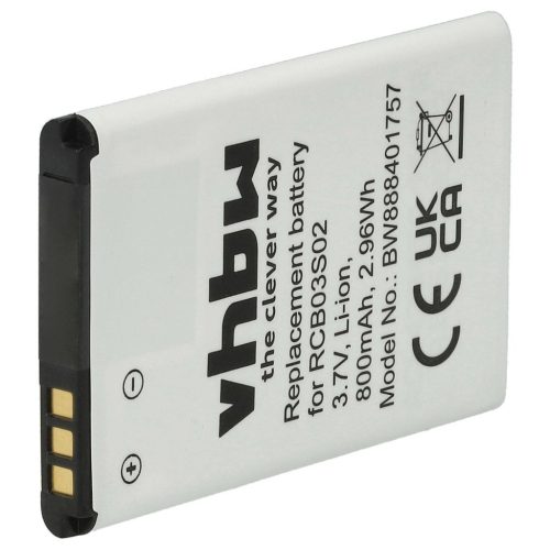 VHBW Senior Mobile Phone Battery for Swisstone RCB03S02 - 800 mAh 3.7 V Li-Ion - Smartphone Battery