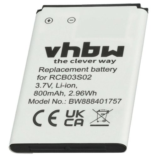VHBW Senior Mobile Phone Battery for Swisstone RCB03S02 - 800 mAh 3.7 V Li-Ion - Smartphone Battery
