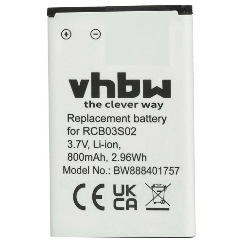 VHBW Senior Mobile Phone Battery for Swisstone RCB03S02 - 800 mAh 3.7 V Li-Ion - Smartphone Battery