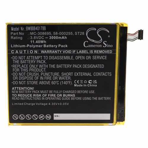 VHBW Battery for Tablet Amazon 58-000255, ST28, MC-308695 - 3000 mAh 3.8 V Li-polymer