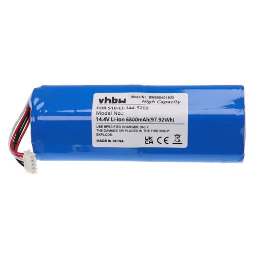 VHBW Akku für Ecovacs 201-1913-4200, 201-1913-4201, S10-Li-144-5200 - 6800 mAh, 14,4 V, Li-Ion