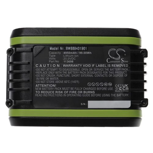 VHBW AL-KO 113698 Easy Flex B100, 5000 mAh, 20 V, Li-Ion Akkumulátor