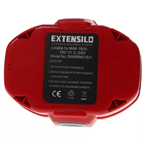 VHBW Electric Hand Tool Battery Makita 1835, 1822, 1833, 1823, 1835F, 1834 - 3300 mAh, 18 V, NiMH