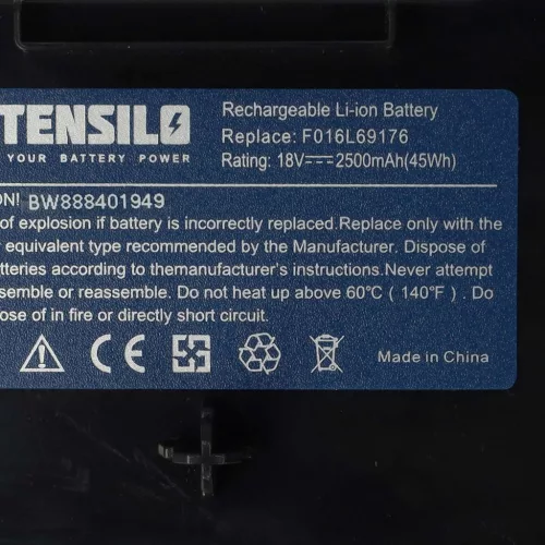 VHBW Bosch Lawn Mower Battery F016104898, F 016 104 898, F016L69176 - 2500 mAh 18 V Li-Ion