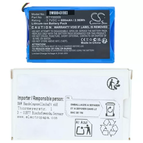 VHBW Kartenleser Akku BTY00009, FPS16020002419 - 800 mAh 3,7 V Li-Ion