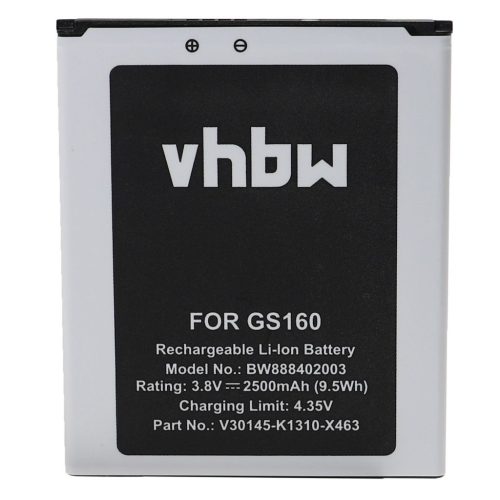 VHBW Mobile Phone Battery for Gigaset V30145-K1310-X463 - 2500 mAh 3.8 V Li-Ion - Smartphone Battery