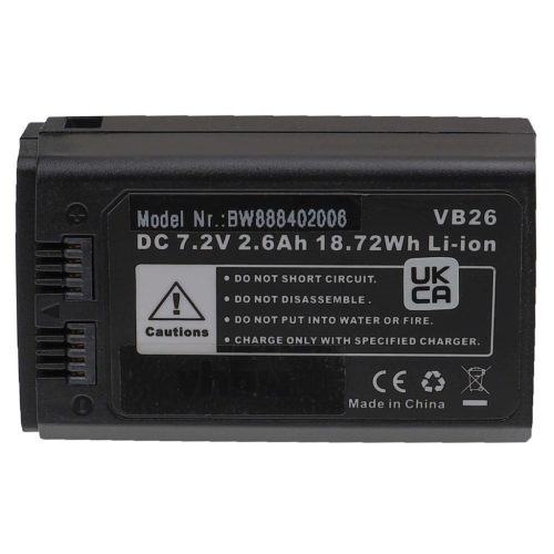 VHBW Godox VB26A, VB26 Fényképezőgép Vakuegység Akkumulátor - 2600 mAh 7,2 V Li-Ion