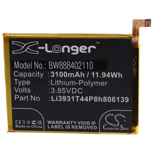 VHBW Mobile Phone Battery for ZTE Li3931T44P8h806139 - 3100 mAh 3.85 V Li-Polymer - Smartphone Battery