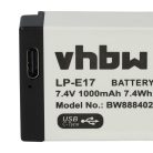 VHBW Canon LP-E17 Akku - 1000 mAh, 7,4 V, Li-Ion, mit USB C Anschluss
