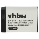 VHBW Canon LP-E17 Akku - 1000 mAh, 7,4 V, Li-Ion, mit USB C Anschluss