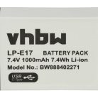 VHBW Canon LP-E17 Akku - 1000 mAh, 7,4 V, Li-Ion, mit USB C Anschluss