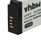 VHBW Canon LP-E17 Akku - 1000 mAh, 7,4 V, Li-Ion, mit USB C Anschluss
