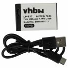 VHBW Canon LP-E17 Akku - 1000 mAh, 7,4 V, Li-Ion, mit USB C Anschluss