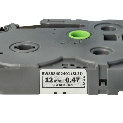 VHBW Brother TZe-MPSL31 Címkeszalag - 12 mm, Fekete-Fehér, Ezüst Csipkével