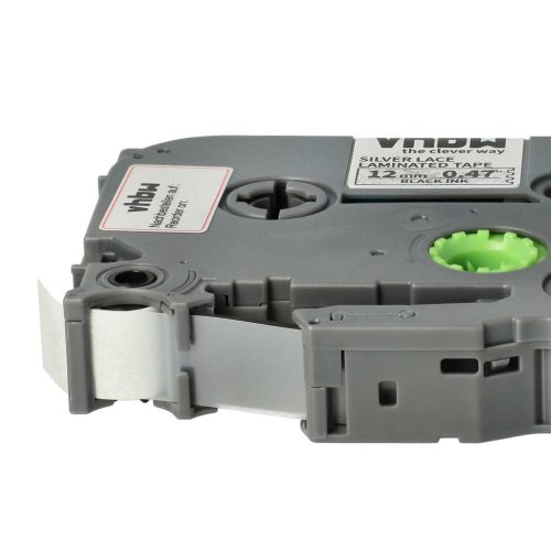 VHBW Brother TZe-MPSL31 Címkeszalag - 12 mm, Fekete-Fehér, Ezüst Csipkével