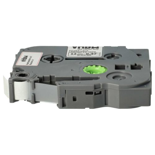 VHBW Brother TZe-MPSL31 Címkeszalag - 12 mm, Fekete-Fehér, Ezüst Csipkével