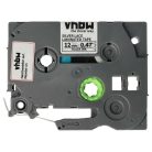 VHBW Brother TZe-MPSL31 Címkeszalag - 12 mm, Fekete-Fehér, Ezüst Csipkével