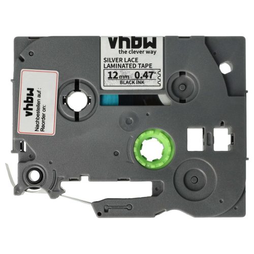 VHBW Brother TZe-MPSL31 Címkeszalag - 12 mm, Fekete-Fehér, Ezüst Csipkével