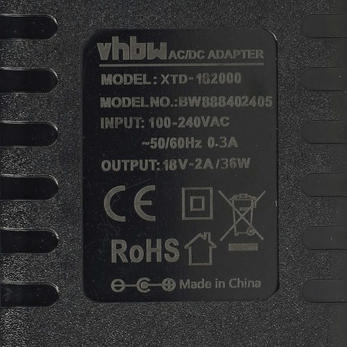 VHBW Hálózati adapter 5,5 x 2,5 mm csatlakozóval különböző elektromos eszközökhöz - 110 cm 18 V
