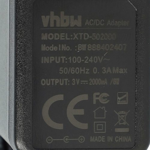 VHBW Hálózati adapter 5,5 x 2,1 mm csatlakozóval különféle elektromos eszközökhöz - 3 V