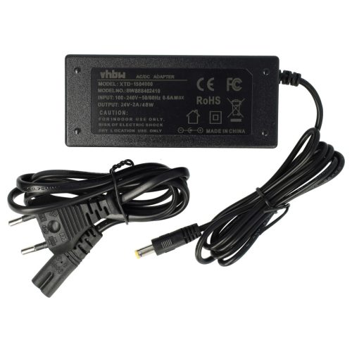 VHBW Hálózati adapter 5,5 x 2,1 mm csatlakozóval különféle elektromos eszközökhöz - 200 cm 24 V