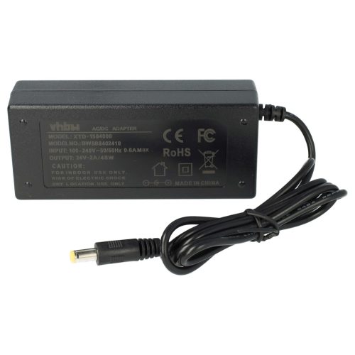 VHBW Hálózati adapter 5,5 x 2,1 mm csatlakozóval különféle elektromos eszközökhöz - 200 cm 24 V