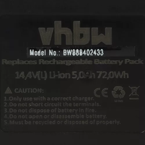 VHBW Electric Power Tool Battery Makita BL1415, 194066-1, BL1415N, 194065-3 - 5000 mAh, 14.4 V, Li-Ion Battery