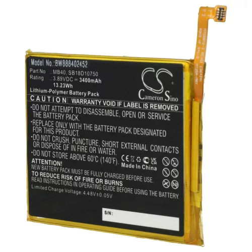 VHBW Mobile Phone Battery Motorola SB18D10750, MB40 - 3400 mAh 3.89 V Li-Polymer
