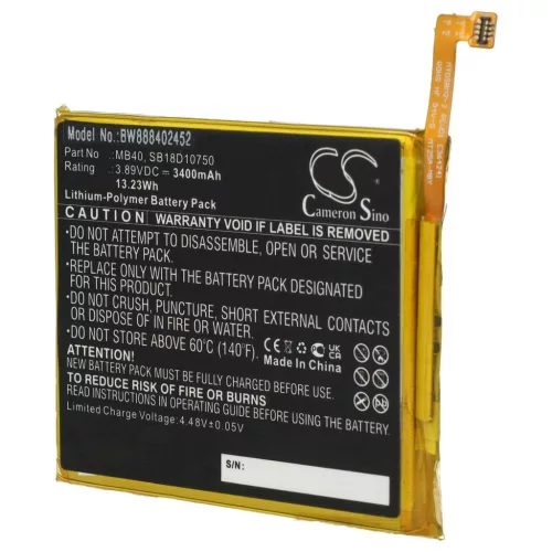 VHBW Mobile Phone Battery Motorola SB18D10750, MB40 - 3400 mAh 3.89 V Li-Polymer