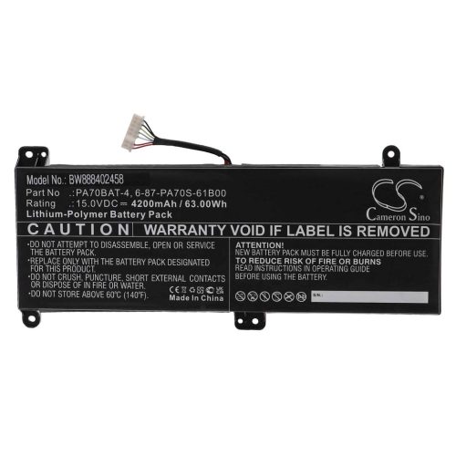 VHBW Notebook Battery Clevo PA70BAT-4, 6-87-PA70S-61B00 - 4200 mAh 15 V Li-Polymer