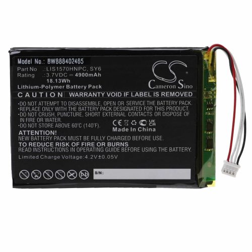 VHBW Fejhallgató erősítő elem  Sony LIS1570HNPC, SY6-hoz - 4900 mAh 3,7 V Li-polimer