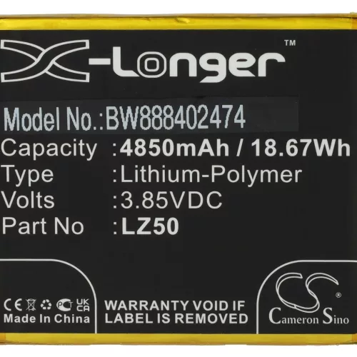 VHBW Mobiltelefon Akku für Motorola LZ50, SB18C74374 - 4850 mAh 3,85 V Li-Polymer