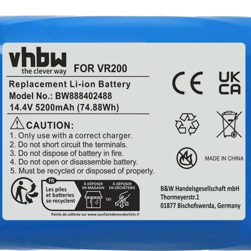 VHBW Akku Vorwerk 20884-1, 4NCR18650P2-C001A - 5200 mAh, 14,4 V, Li-Ion