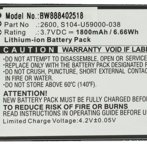 VHBW Mobile Phone Battery Wiko 2600, S104-U59000-038 - 1800 mAh 3.7 V Li-Ion - Smartphone Battery