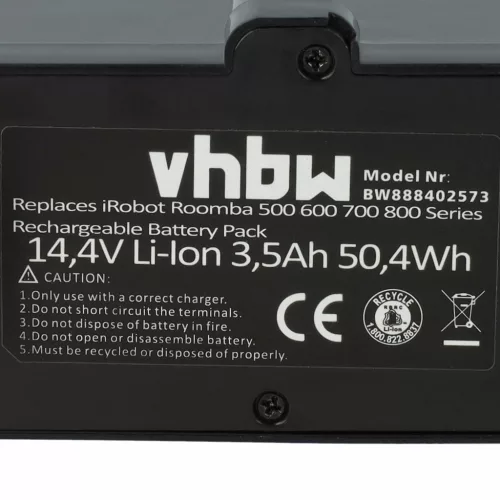 VHBW Akku für iRobot 2130LI, 1800LI, 4376392, 4374392, 4502233, 4462425 - 3500 mAh, 14,4 V, Li-Ion
