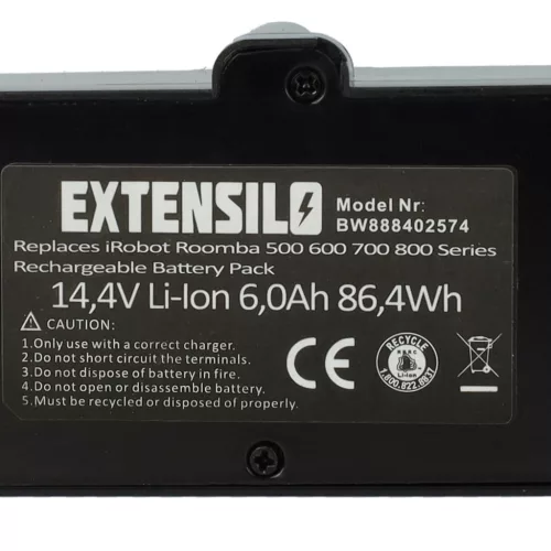 VHBW Akkumulátor iRobot 2130LI, 1800LI, 4502233, 4376392, 4462425, 4374392 típusokhoz - 6000 mAh, 14,4 V, Li-Ion