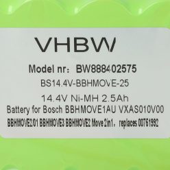   Akkumulátor Bosch GPRHC18SV007, FD8901, GP180SCHSV12Y2H, 00751992 típusokhoz - 2500 mAh, 14,4 V, NiMH