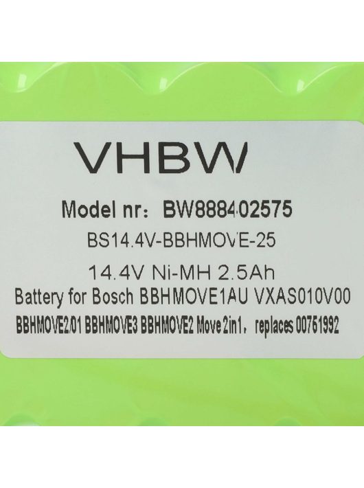 Akkumulátor Bosch GPRHC18SV007, FD8901, GP180SCHSV12Y2H, 00751992 típusokhoz - 2500 mAh, 14,4 V, NiMH