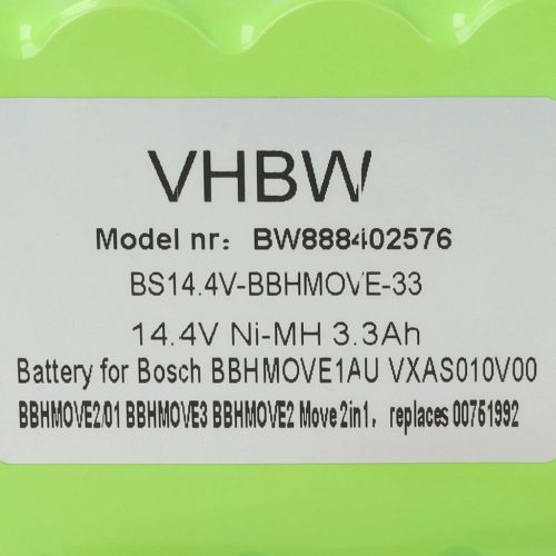 Akkumulátor Bosch GPRHC18SV007, FD8901, GP180SCHSV12Y2H, 00751992 típusokhoz - 3300 mAh, 14,4 V, NiMH