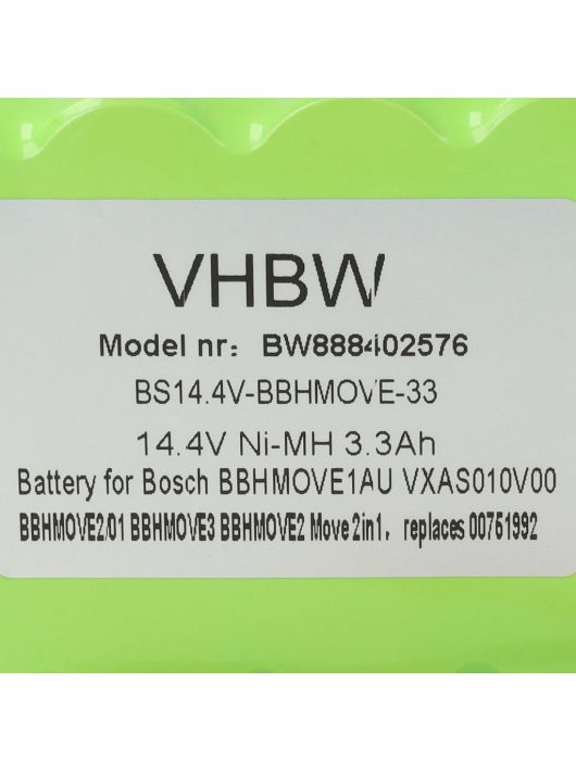 Akkumulátor Bosch GPRHC18SV007, FD8901, GP180SCHSV12Y2H, 00751992 típusokhoz - 3300 mAh, 14,4 V, NiMH