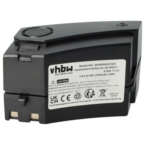 VHBW Battery for Kärcher GP 160SCHE, 1.258-505.0, 28100010, 6.654-118.0 - 2500 mAh, 4.8V, NiMH