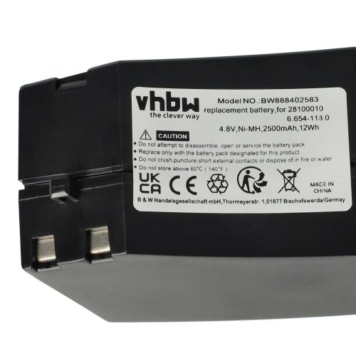 VHBW Battery for Kärcher GP 160SCHE, 1.258-505.0, 28100010, 6.654-118.0 - 2500 mAh, 4.8V, NiMH