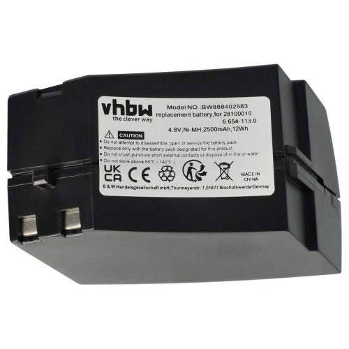 VHBW Battery for Kärcher GP 160SCHE, 1.258-505.0, 28100010, 6.654-118.0 - 2500 mAh, 4.8V, NiMH