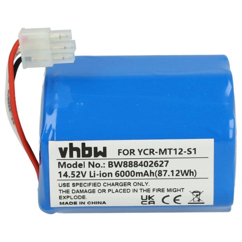 VHBW Battery for iClebo YCR-M07-20W, YCR-MT12-S1 - 6000 mAh, 14.52 V, Li-Ion