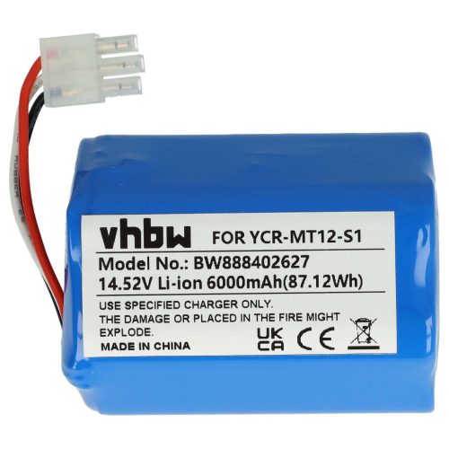 VHBW Battery for iClebo YCR-M07-20W, YCR-MT12-S1 - 6000 mAh, 14.52 V, Li-Ion