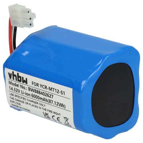 VHBW Battery for iClebo YCR-M07-20W, YCR-MT12-S1 - 6000 mAh, 14.52 V, Li-Ion