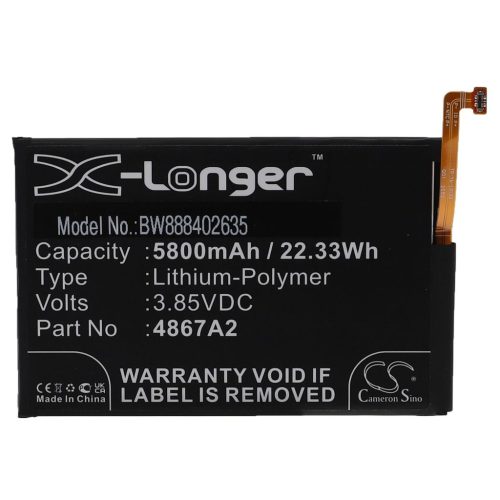 VHBW Mobile Phone Battery for Wiko 4867A2 - 5800 mAh 3.85 V Li-Polymer - Smartphone Battery